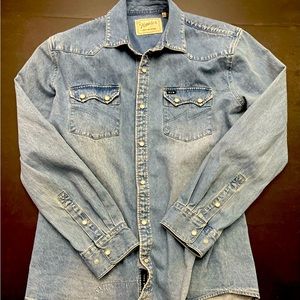 Howler Bros Dust Up Denim Snapshirt Shaver Medium Wash Size Large